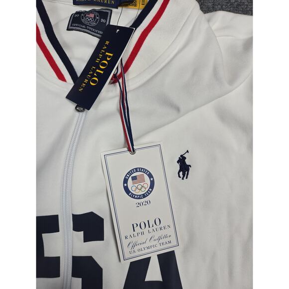 USA Olympic Team Jacket Mens XL White 2020 Ralph Lauren Full Zip Track Tokyo - Picture 8 of 13